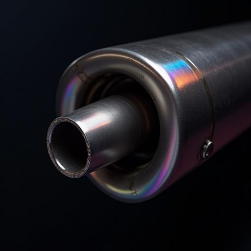 एक टाइटेनियम प्रदर्शन एग्जॉस्ट सिस्टम का क्लोज-अप